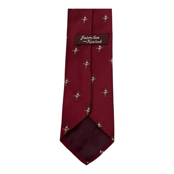 Jason Ian for Karlink Burgundy Tie – Duck Hunting Motif – 54” Neckwear - Picture 2 of 3